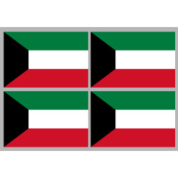 Drapeau Koweït (4 fois 9.5x6.3cm) - Sticker/autocollant
