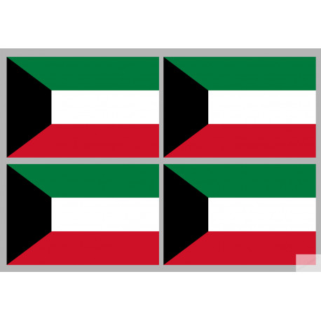 Drapeau Koweït (4 fois 9.5x6.3cm) - Autocollant(sticker)