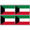 Drapeau Koweït (4 fois 9.5x6.3cm) - Autocollant(sticker)