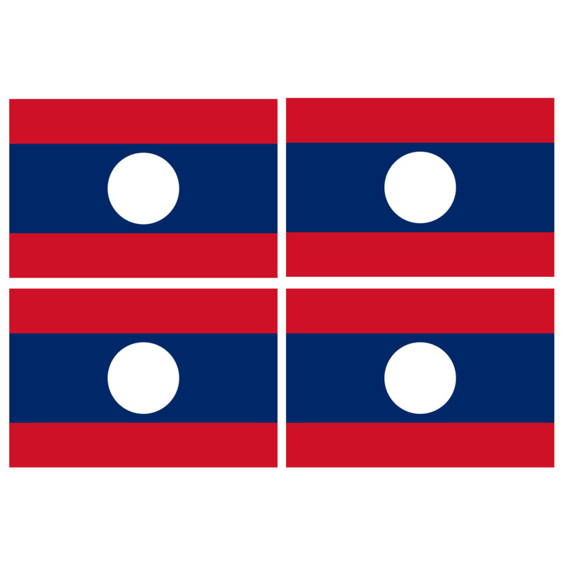 Drapeau Laos (4 fois 9.5x6.3cm) - Sticker/autocollant