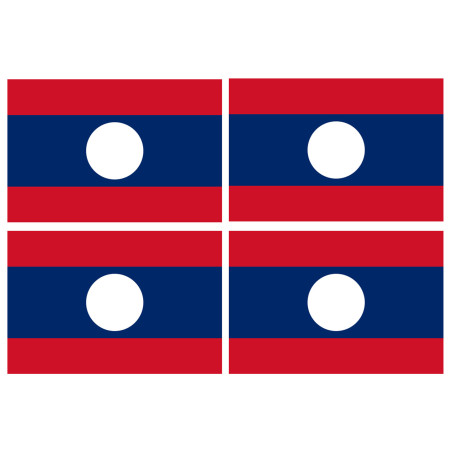 Drapeau Laos (4 fois 9.5x6.3cm) - Sticker/autocollant