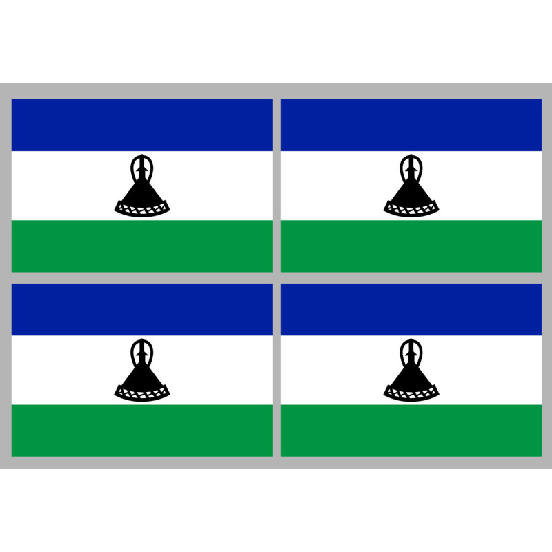 Drapeau Lesotho (4 fois 9.5x6.3cm) - Sticker/autocollant