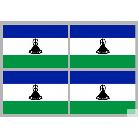 Drapeau Lesotho (4 fois 9.5x6.3cm) - Autocollant(sticker)