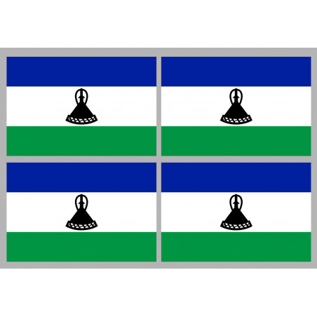 Drapeau Lesotho (4 fois 9.5x6.3cm) - Autocollant(sticker)