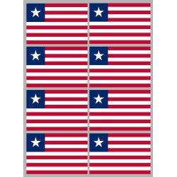 Drapeau Libéria (8 fois 9.5x6.3cm) - Sticker/autocollant