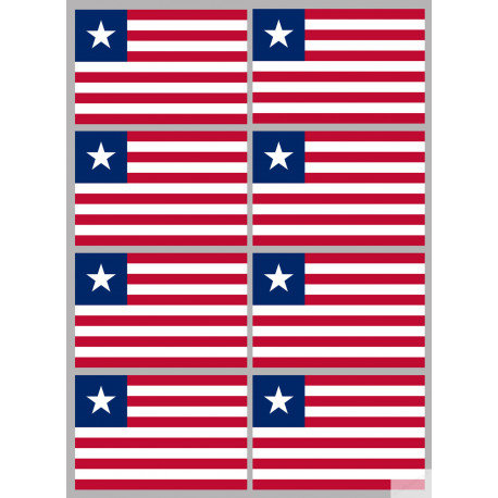 Drapeau Libéria (8 fois 9.5x6.3cm) - Autocollant(sticker)