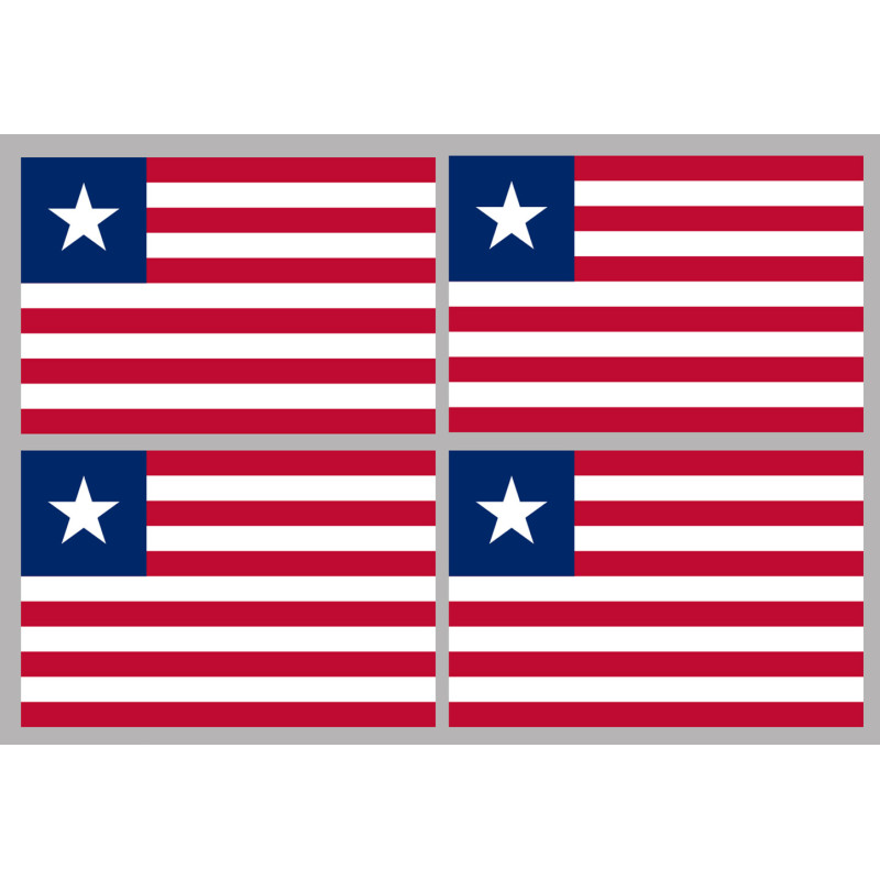 Drapeau Libéria (4 fois 9.5x6.3cm) - Sticker/autocollant