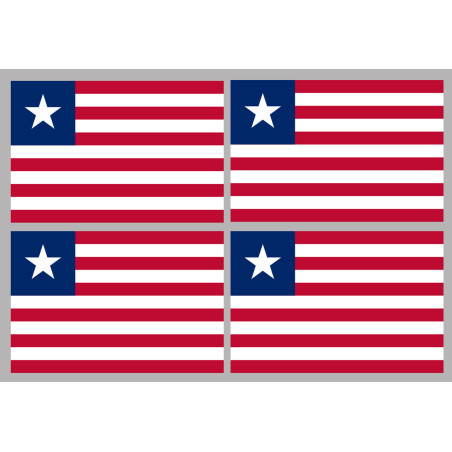 Drapeau Libéria (4 fois 9.5x6.3cm) - Sticker/autocollant