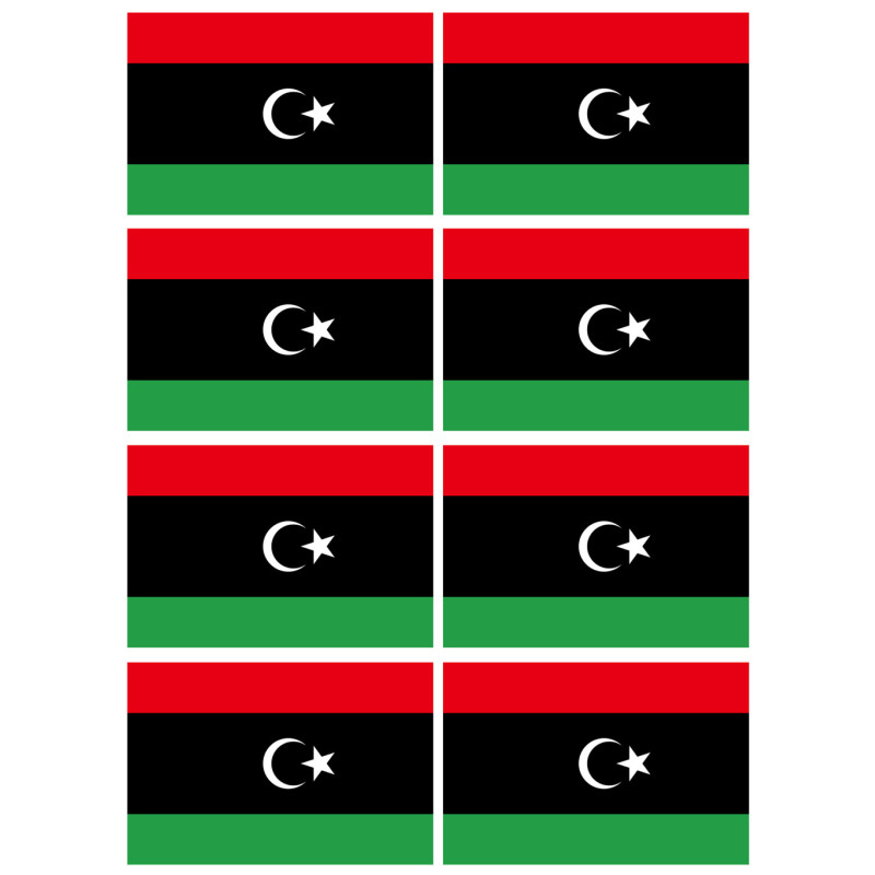 Drapeau Libye (8 fois 9.5x6.3cm) - Sticker/autocollant