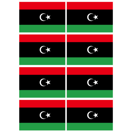 Drapeau Libye (8 fois 9.5x6.3cm) - Sticker/autocollant