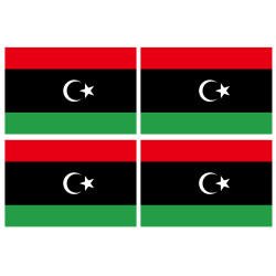 Drapeau Libye (4 fois 9.5x6.3cm) - Sticker/autocollant