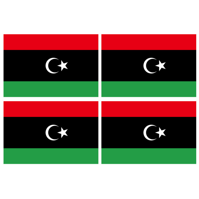 Drapeau Libye (4 fois 9.5x6.3cm) - Sticker/autocollant