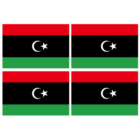 Drapeau Libye (4 fois 9.5x6.3cm) - Sticker/autocollant