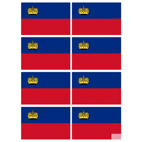 Drapeau Liechtenstein (8 fois 9.5x6.3cm) - Autocollant(sticker)