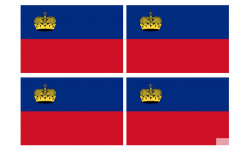 Drapeau Liechtenstein (4 fois 9.5x6.3cm) - Autocollant(sticker)