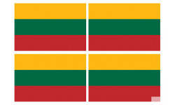 Drapeau Lituanie (4 fois 9.5x6.3cm) - Autocollant(sticker)