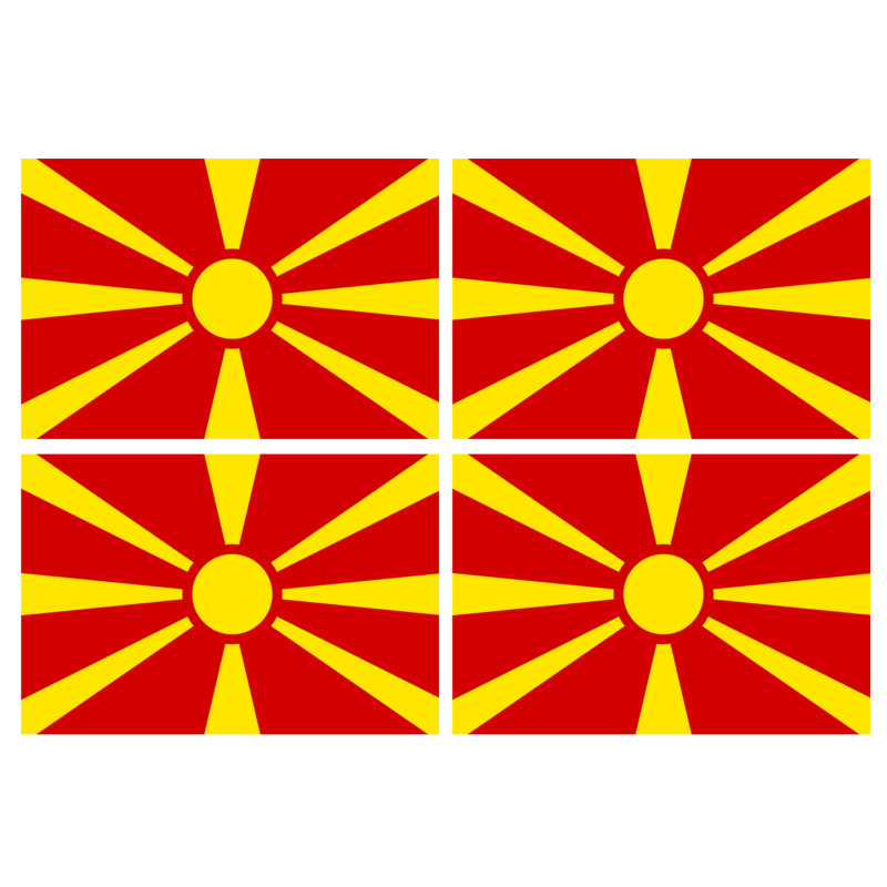 Drapeau Macédoine (4 fois 9.5x6.3cm) - Sticker/autocollant