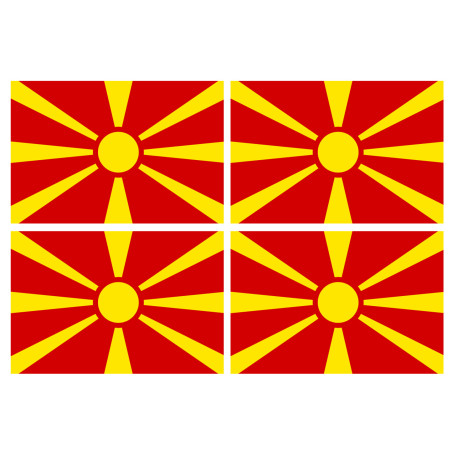 Drapeau Macédoine (4 fois 9.5x6.3cm) - Sticker/autocollant
