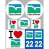 Département 22 Côtes-d'Armor (8 autocollants variés) - Autocollant(sticker)