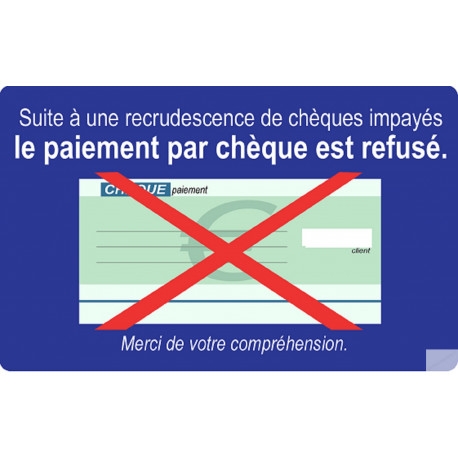 Paiement Chèques refusés - 20x12.3cm - Autocollant(sticker)