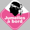 Bébés à bord jumelles corse (15x15cm) - Autocollant(sticker)