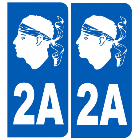 Immatriculation 2A blanc (Corse-du-Sud) - Autocollant(sticker)