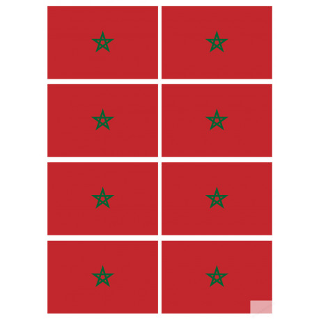 Drapeau Maroc (8 fois 9.5x6.3cm) - Autocollant(sticker)