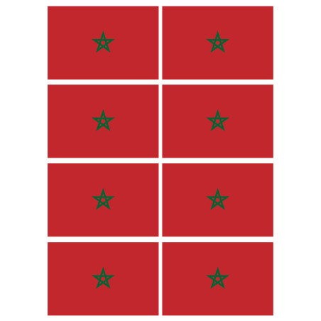 Drapeau Maroc (8 fois 9.5x6.3cm) - Sticker/autocollant