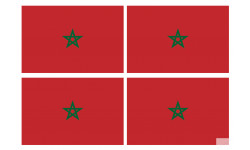 Drapeau Maroc (4 fois 9.5x6.3cm) - Autocollant(sticker)