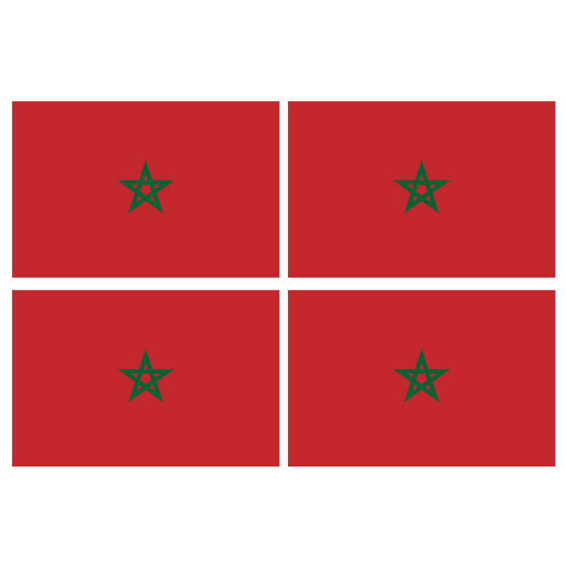 Drapeau Maroc (4 fois 9.5x6.3cm) - Sticker/autocollant