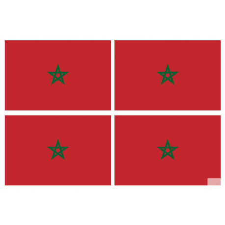 Drapeau Maroc (4 fois 9.5x6.3cm) - Autocollant(sticker)