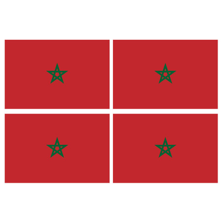 Drapeau Maroc (4 fois 9.5x6.3cm) - Sticker/autocollant