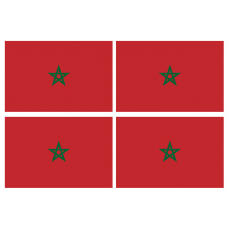 Drapeau Maroc (4 fois 9.5x6.3cm) - Autocollant(sticker)