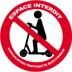Circulation trottinette électrique interdit (20cm) - Sticker/autocoll