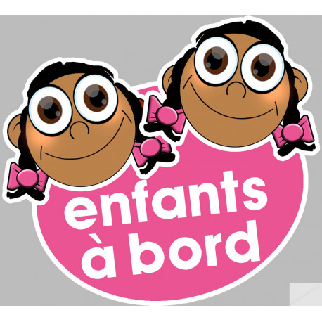 Enfants à bord filles méditerranéennes (15x13,5cm) - Autocollant(sticker)