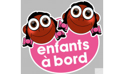 Enfants à bord filles afros (15x13,5cm) - Autocollant(sticker)