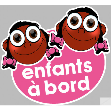 Enfants à bord filles afros (15x13,5cm) - Autocollant(sticker)