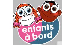 Enfants à bord soeur et frère (10x9cm) - Autocollant(sticker)