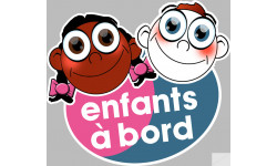 Enfants à bord fille plus gars (15x13,5cm) - Autocollant(sticker)