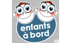 Enfants à bord deux garçons (15x13,5cm) - Autocollant(sticker)