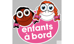 Enfants soeurs à bord filles mixtes (15x13,5cm) - Autocollant(sticker)