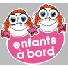 Enfants à bord soeurettes (10x9cm) - Autocollant(sticker)