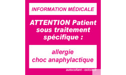 Allergie choc anaphylactique (5x5cm) - Autocollant(sticker)