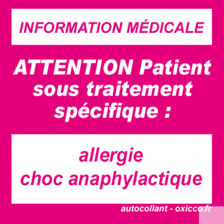 Allergie choc anaphylactique (5x5cm) - Autocollant(sticker)