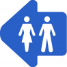 WC, toilette flèche directionnelle gauche (20x20cm) - Autocollant(sticker)