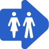 WC, toilette flèche directionnelle droite (20x20cm) - Sticker/autocol