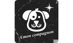 à mon compagnon chien marbre noir (5x5cm) - Autocollant(sticker)