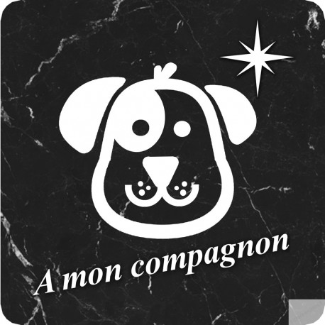 à mon compagnon chien marbre noir (5x5cm) - Autocollant(sticker)