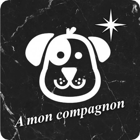 à mon compagnon chien marbre noir (5x5cm) - Autocollant(sticker)