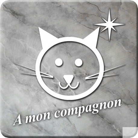 chat marbre gris (5x5cm) - Autocollant(sticker)